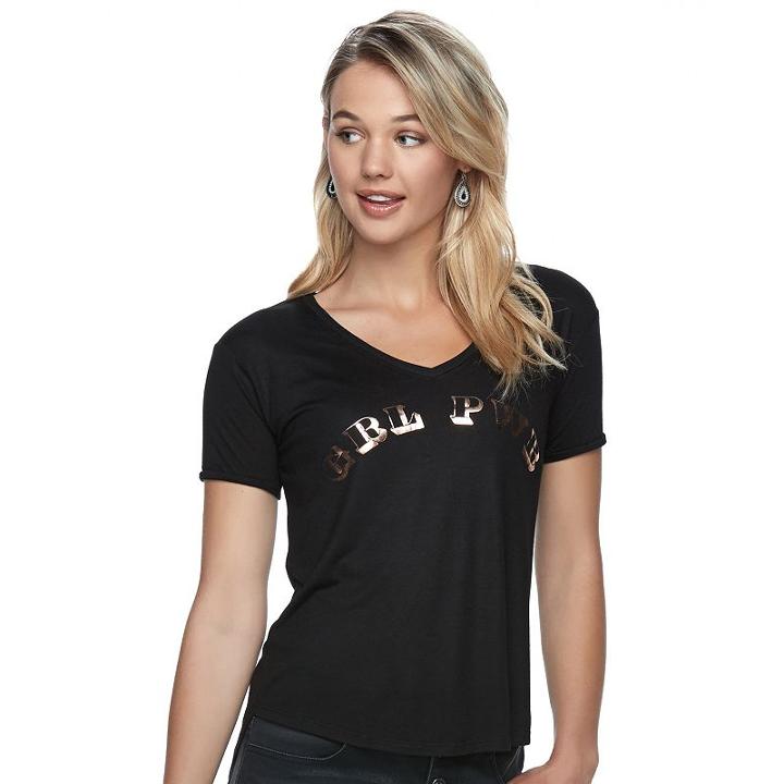 Juniors' Fifth Sun Grl Pwr Graphic Tee, Teens, Size: Xs, Black