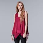 Women's Simply Vera Vera Wang Handkerchief Tank, Size: Small, Red