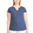 Plus Size Chaps Button Accent Tee, Women's, Size: 1xl, Blue
