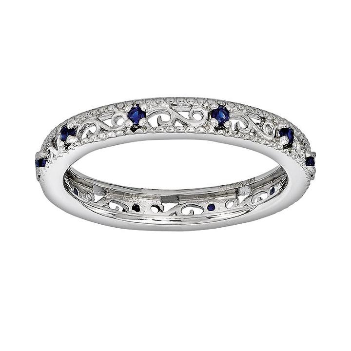 Stacks And Stones Sterling Silver Lab-created Sapphire Stack Ring, Women's, Size: 8