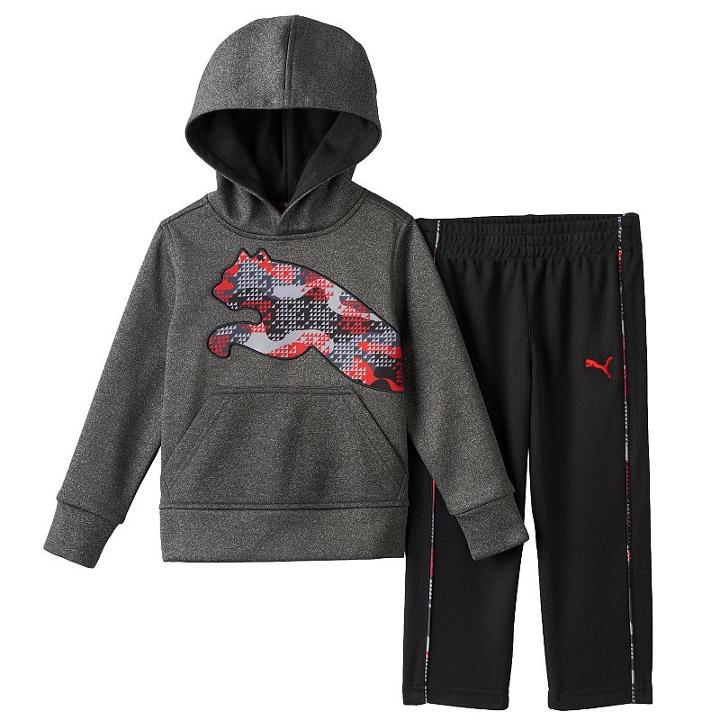 Boys 4-7 Puma Geo-print Puma Logo Hoodie & Pants Set, Boy's, Size: 4, Grey (charcoal)