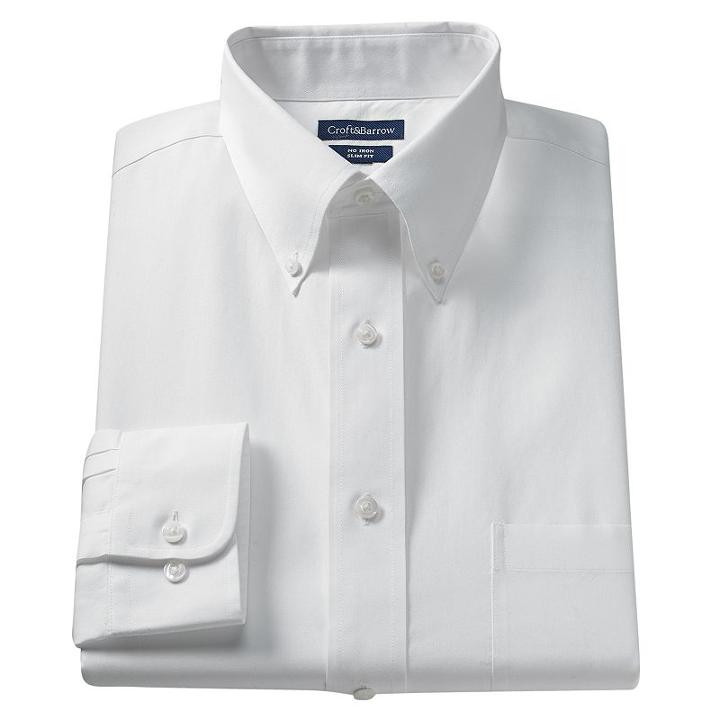 Big & Tall Croft & Barrow&reg; Core Solid No Iron Button-down Dress Shirt, Men's, Size: 19 38/9b, White