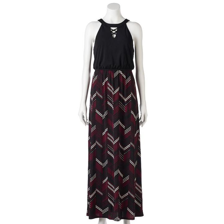 Juniors' Trixxi Chevron Cross Front Maxi Dress, Teens, Size: Small, Oxford