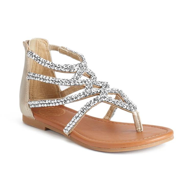 So&reg; Wasabi Girls' Sandals, Girl's, Size: 2, Light Grey