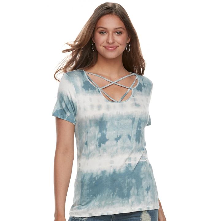Juniors' Cloud Chaser Strappy Tie-dye Tee, Teens, Size: Xs, Green