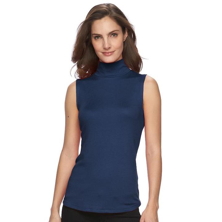 Women's Croft & Barrow&reg; Sleeveless Mockneck Top, Size: Xl, Blue