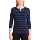 Women's Chaps Striped Notchneck Top, Size: Xxl, Blue
