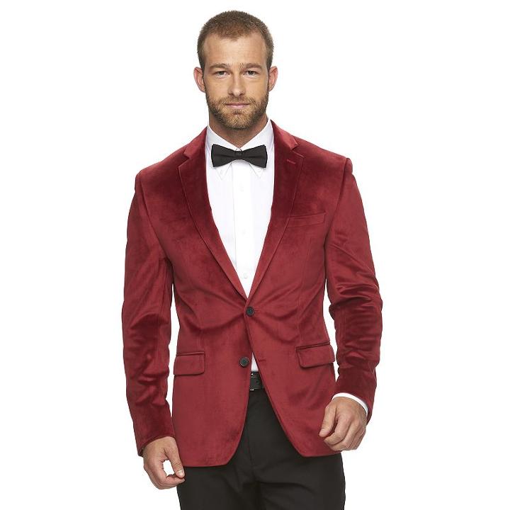Men's Van Heusen Slim-fit Flex Stretch Velvet Sport Coat, Size: 46 Long, Red