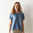 Women's Sonoma Goods For Life&trade; Release Hem Chambray Top, Size: Small, Med Blue