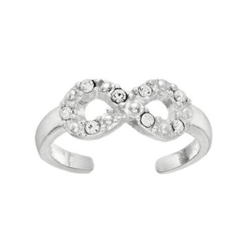 Barefootsies Silver Plated Crystal Infinity Toe Ring, Women's, Grey