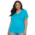 Plus Size Apt. 9&reg; Essential V-neck Tee, Women's, Size: 0x, Med Blue