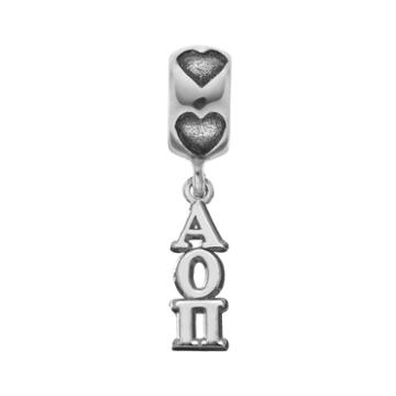 Logoart Sterling Silver Alpha Omicron Pi Sorority Charm, Women's, Grey
