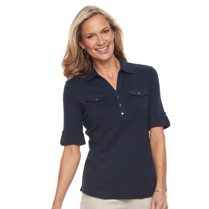 Women's Croft & Barrow&reg; Utility Polo, Size: Small, Blue