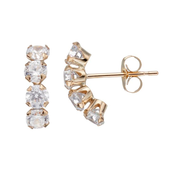 Taylor Grace 10k Gold Cubic Zirconia Curved Drop Earrings, Women's, White