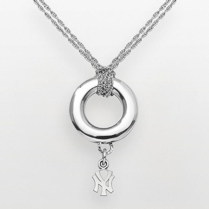 Logoart New York Yankees Sterling Silver Logo Halo Pendant, Women's, Size: 16, Grey