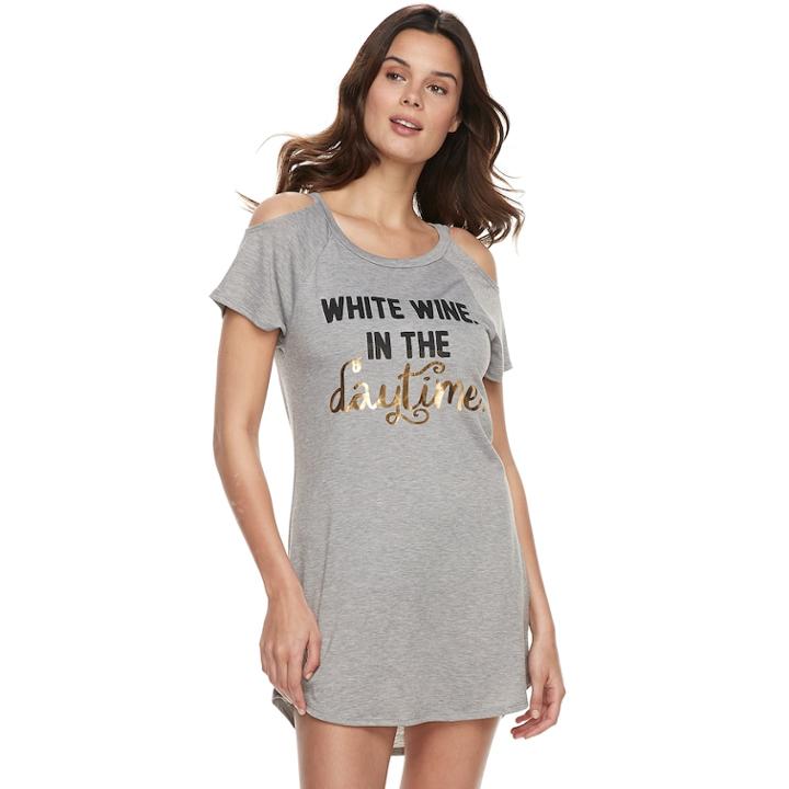 Women's Miken White Wine In The Daytime Cold-shoulder Cover-up, Size: Small, Light Grey
