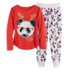 Girls 4-14 So® Holiday Handkerchief Hem Tunic & Thermal Fleece Leggings Set, Size: S (7/8), Brt Red