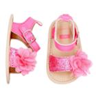 Baby Girl Carter's Glitter & Flower Sandal Crib Shoes, Size: 6-9 Months, Pink