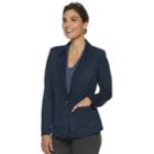 Women's Dana Buchman Travellers Solid Blazer, Size: Xl, Blue (navy)