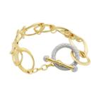 1/5 Carat T.w. Diamond 18k Gold Over Silver Chain Link Toggle Bracelet, Women's, Size: 7.25, White