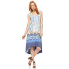 Women's World Unity Print High-low Shift Dress, Size: Large, Blue