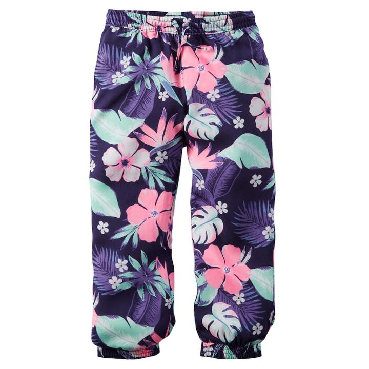 Girls 4-8 Carter's Woven Neon-print Pants, Size: 4, Blue