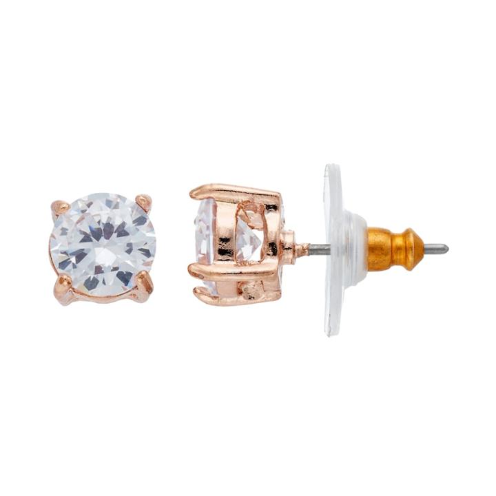 Napier Cubic Zirconia Solitaire Stud Earrings, Women's, Pink