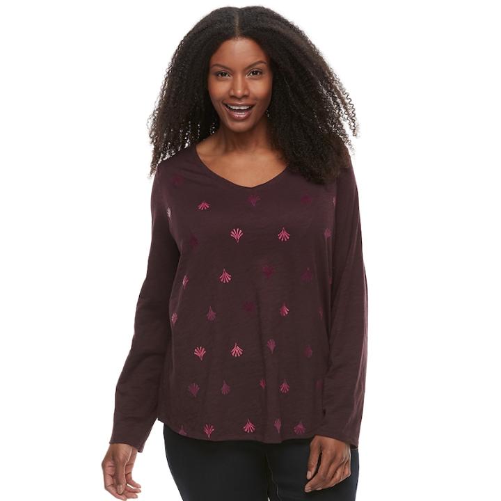 Plus Size Sonoma Goods For Life&trade; Essential V-neck Tee, Women's, Size: 0x, Med Red