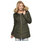 Juniors' Pink Envelope Faux-fur Puffer Jacket, Teens, Size: Medium, Green
