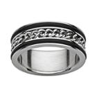 Titanium And Stainless Steel Curb Chain Spinner Band - Men, Size: 10, Black