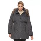 Plus Size Apt. 9&reg; Hooded Quilted Puffer Jacket, Women's, Size: 1xl, Grey (charcoal)