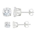 Journee Collection Sterling Silver Birthstone Cubic Zirconia Stud Earring Set, Women's, White