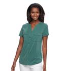 Women's Croft & Barrow&reg; Knit Button-front Shirt, Size: Large, Dark Green