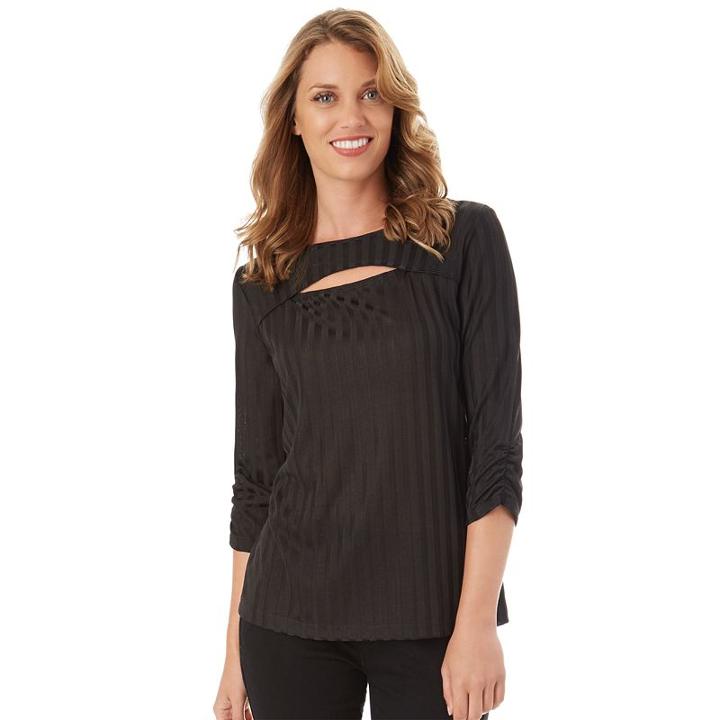 Women's Apt. 9&reg; Cutout Ribbed Top, Size: Xlrg Av/rg, Black