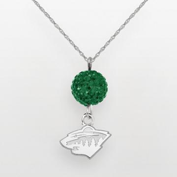 Logoart Minnesota Wild Sterling Silver Crystal Ball Pendant, Women's, Green