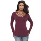 Women's Rock & Republic&reg; Strappy Crisscross Tee, Size: Large, Purple