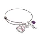 Love This Life Amethyst Stainless Steel & Silver-plated Mother Daughter Heart Charm Bangle Bracelet, Women's, Grey