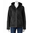 Women's Excelled Faux-shearling Hooded Jacket, Size: Small, Black