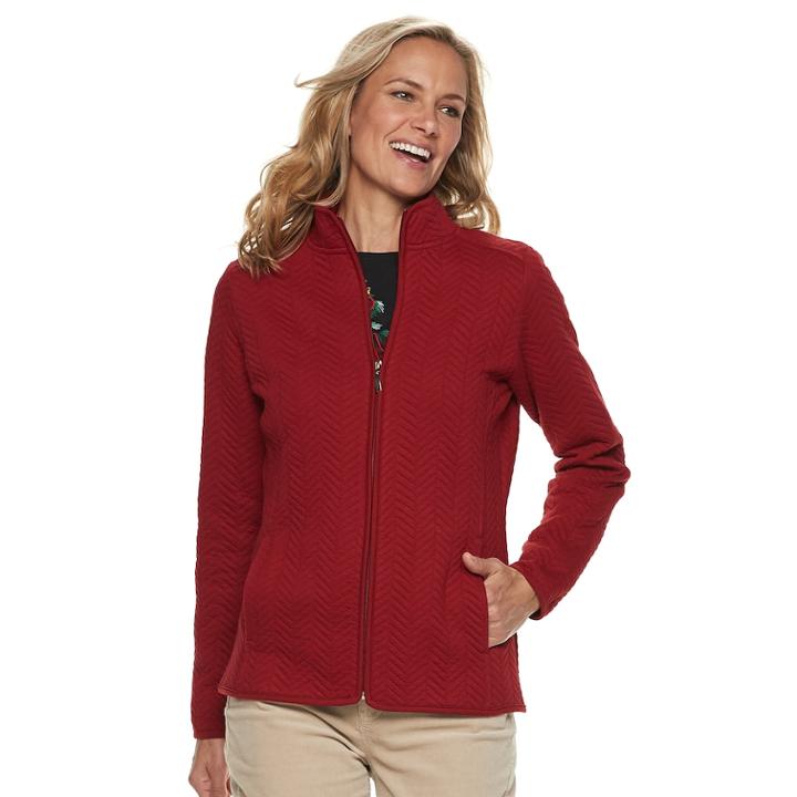 Women's Croft & Barrow&reg; Quilted Knit Jacket, Size: Small, Dark Red