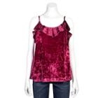 Juniors' Grayson Threads Velvet Ruffle Camisole, Girl's, Size: Medium, Dark Red
