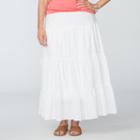 Plus Size Chaps Tiered Maxi Skirt, Women's, Size: 1xl, White