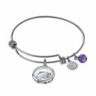 Love This Life Amethyst & Crystal #1 Aunt Floating Charm Bangle Bracelet, Women's, Grey
