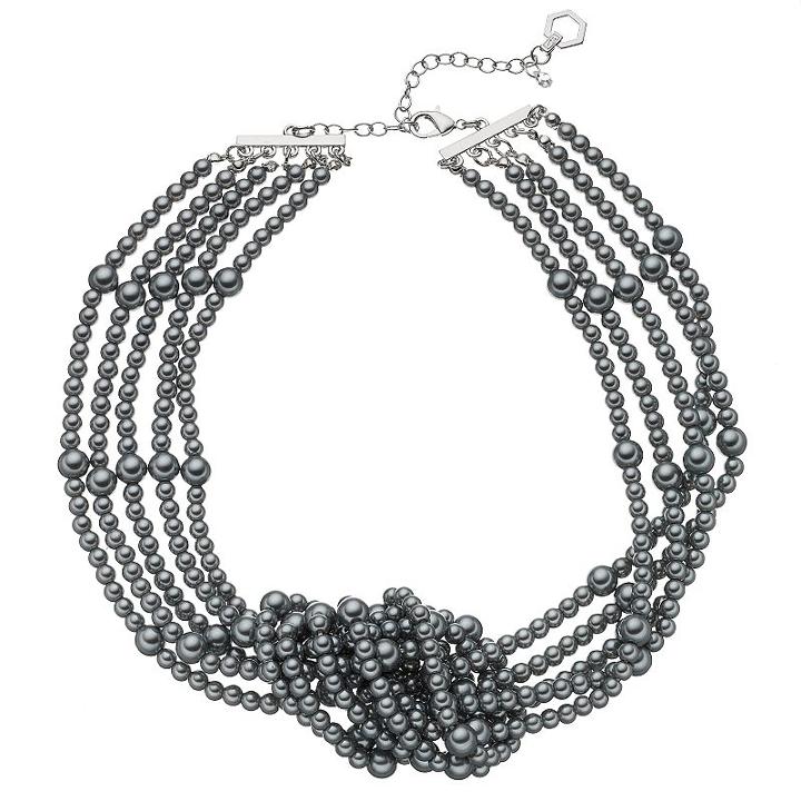 Simply Vera Vera Wang Gray Simulated Pearl Knot Necklace, Women's, Grey Other