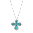 Sterling Silver Simulated Turquoise & 1/10 Carat T.w. Diamond Cross Pendant, Women's, Size: 18, Blue