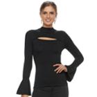 Women's Jennifer Lopez Cutout Mockneck Sweater, Size: Medium, Black