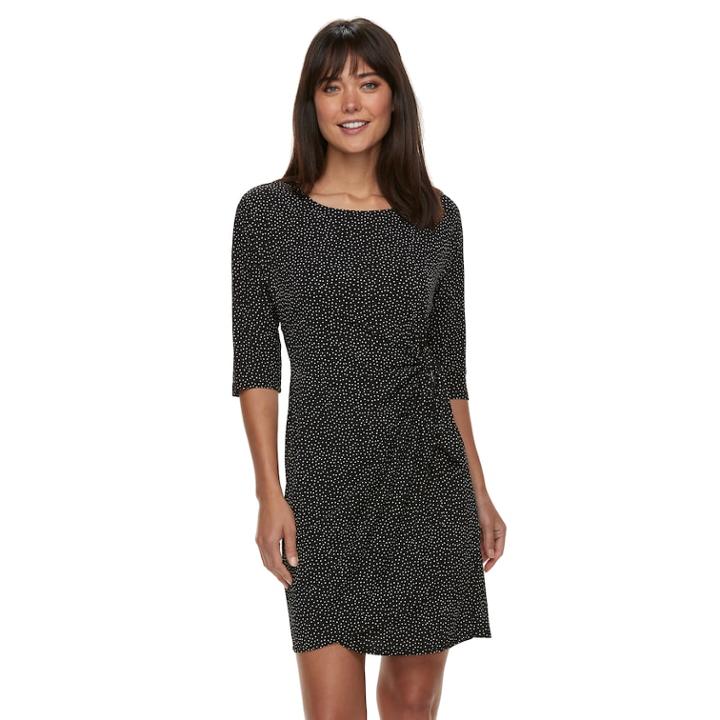 Women's Elle&trade; Print Gathered-waist Dress, Size: Xxl, Black