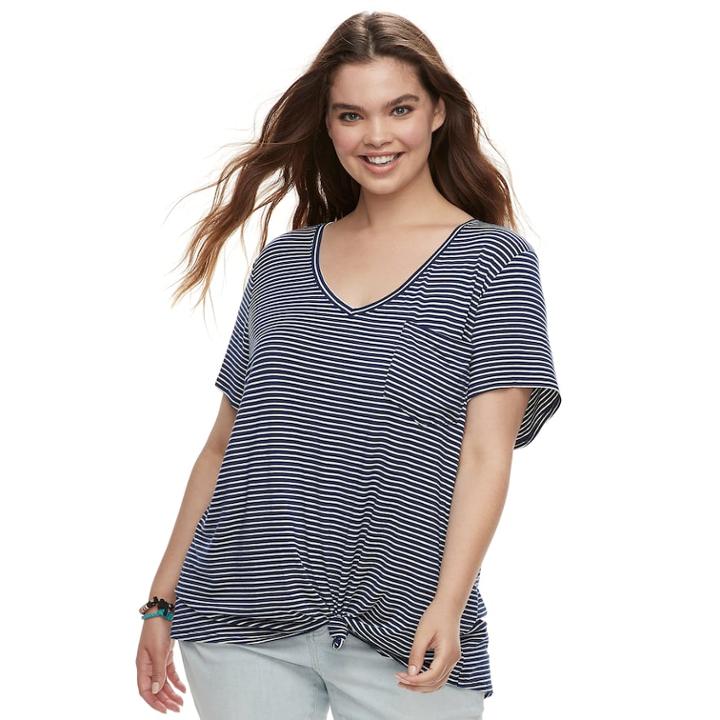 Juniors' Plus Size So&reg; Relaxed Pocket Tee, Teens, Size: 1xl, Dark Blue