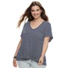 Juniors' Plus Size So&reg; Relaxed Pocket Tee, Teens, Size: 1xl, Dark Blue