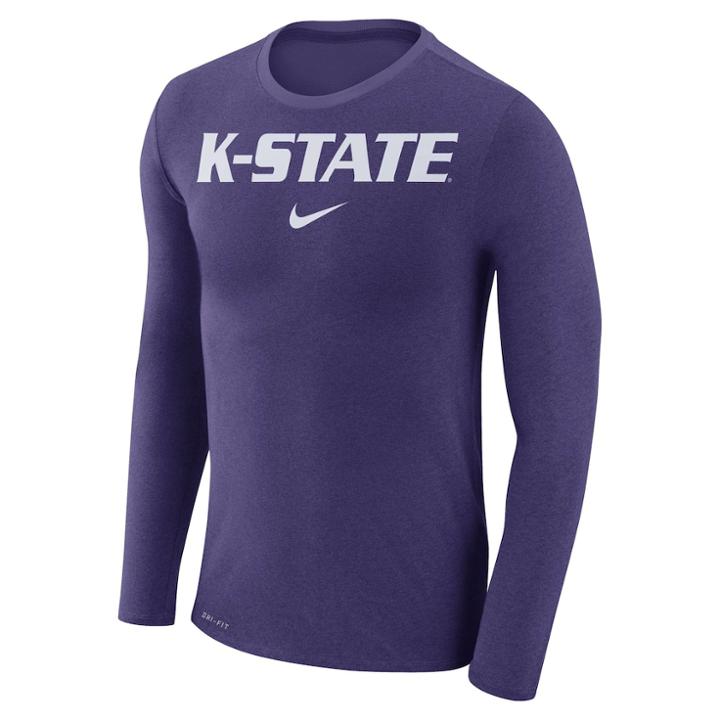 Men's Nike Kansas State Wildcats Marled Long-sleeve Dri-fit Tee, Size: Large, Purple