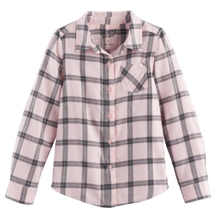 Girls 4-10 Jumping Beans&reg; Long Sleeve Sparkle Button-front Shirt, Size: 6, Brt Pink